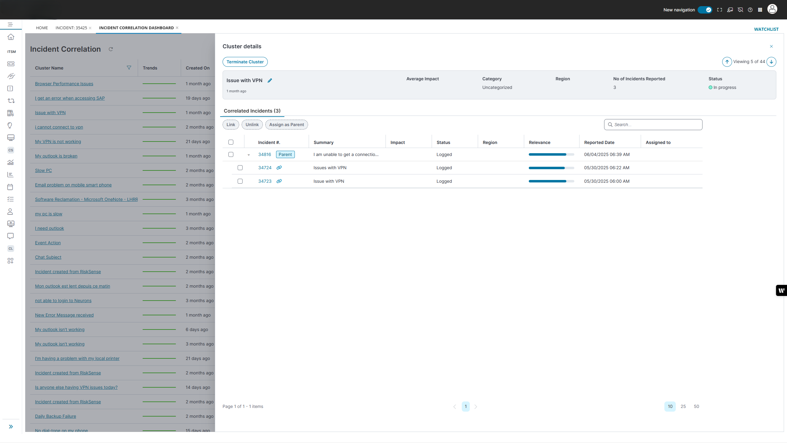 Incident Correlation Screenshot